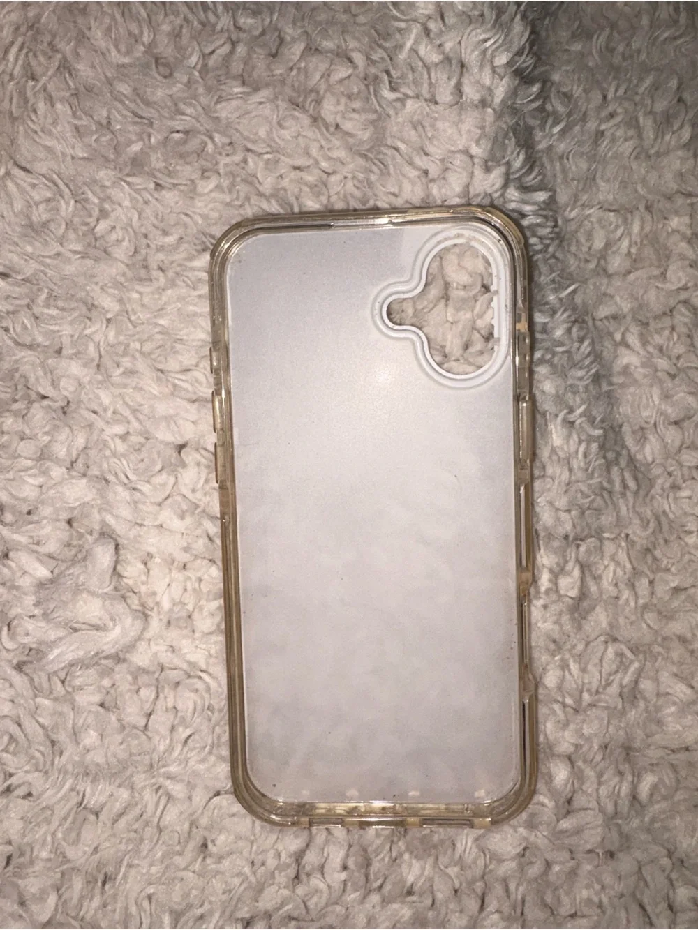 iPhone 16 Plus Clear White Glitter Phone Case with Rhinestone Camera Accent